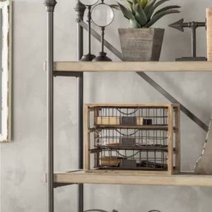 Rustic Wood and Metal Desktop Drawer Organizer